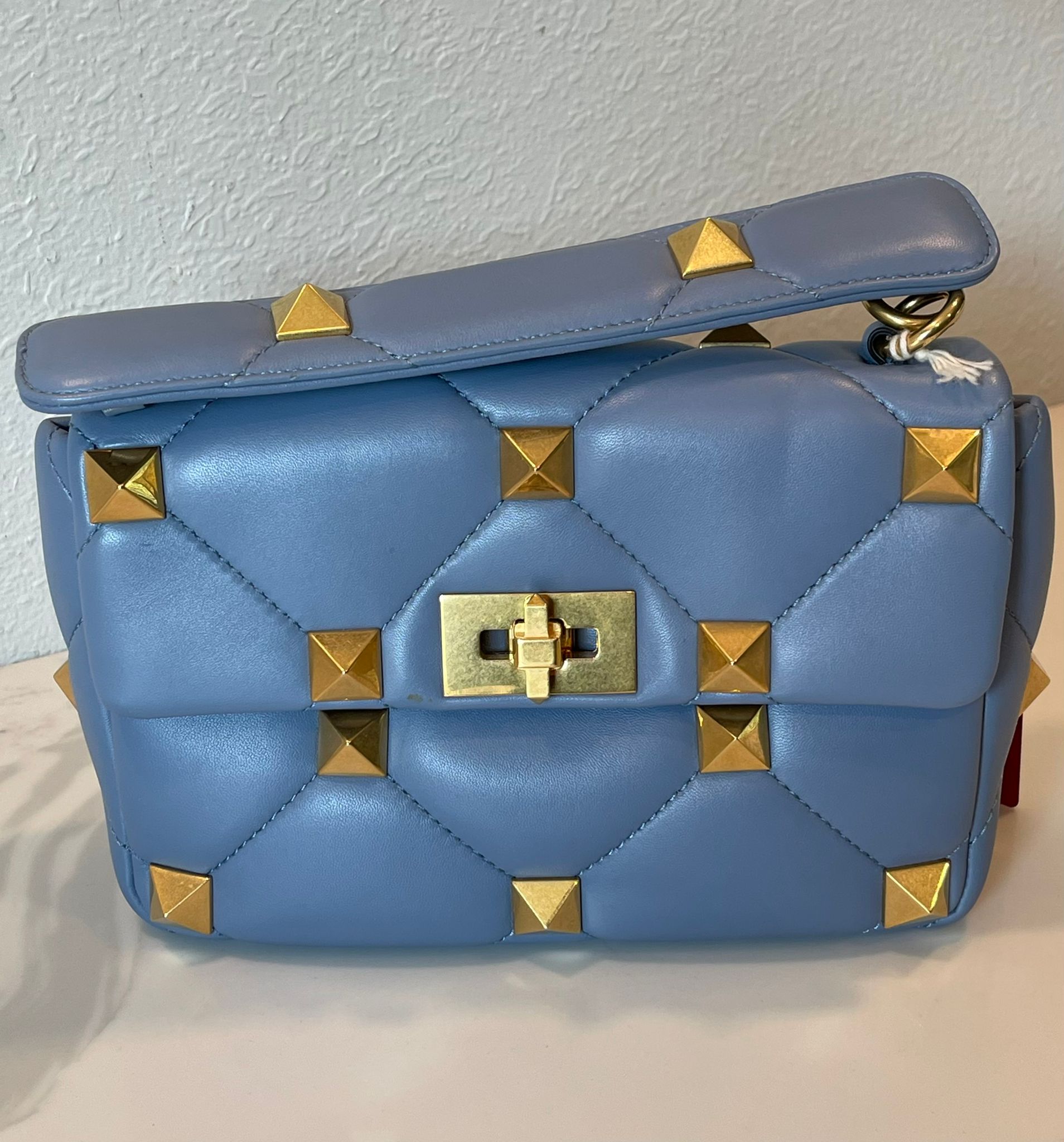 Valentino Garavani Rockstud Spike Leather Shoulder Bag – Blue - Image 2